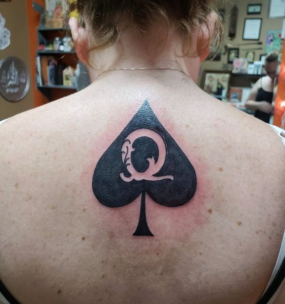 Bold Q-Spade Tattoo design