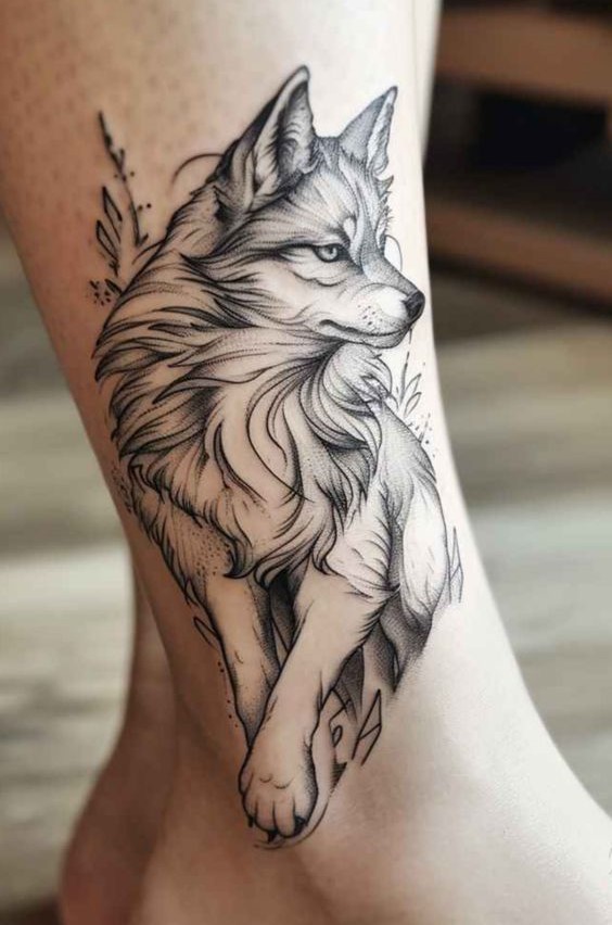 Fox Tattoo Design at Leg