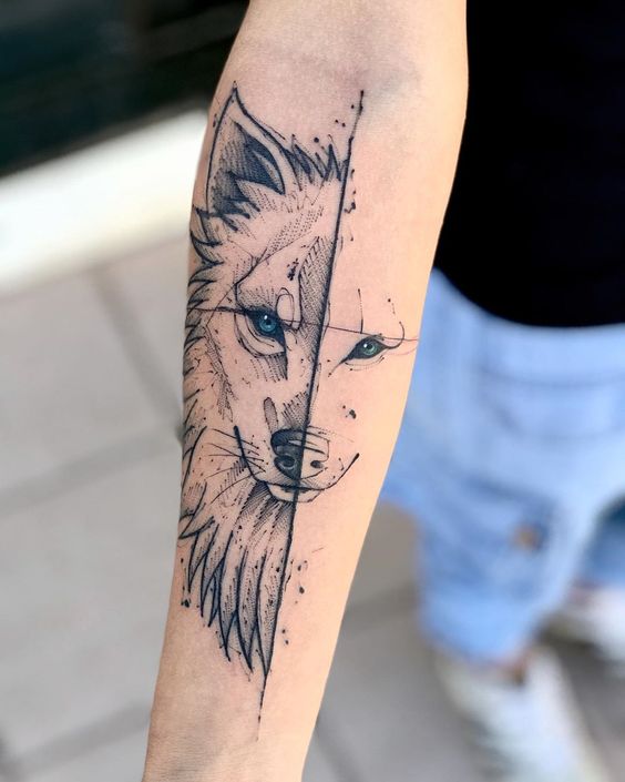 Gemotric Fox Tattoo Deisgn