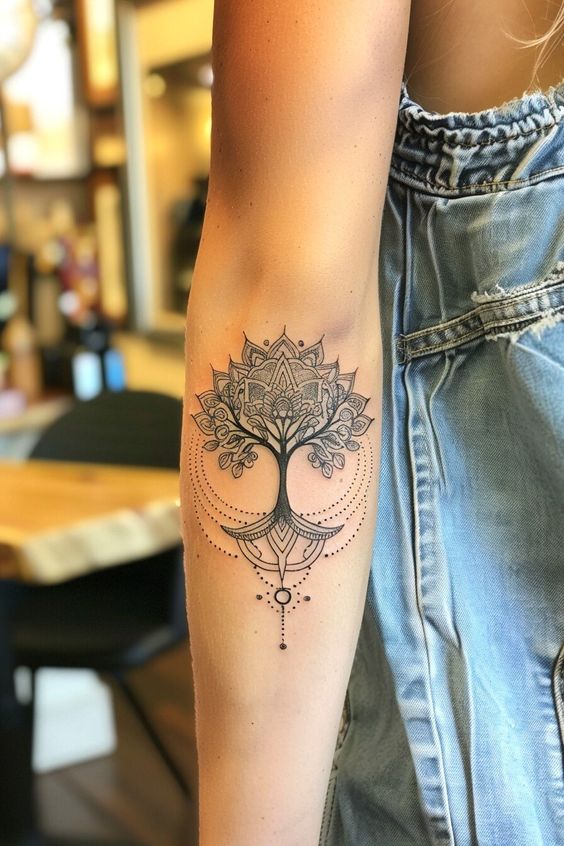 Geometric Tree Tattoo Design