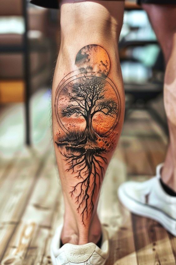 Life Balance Tree Tattoo