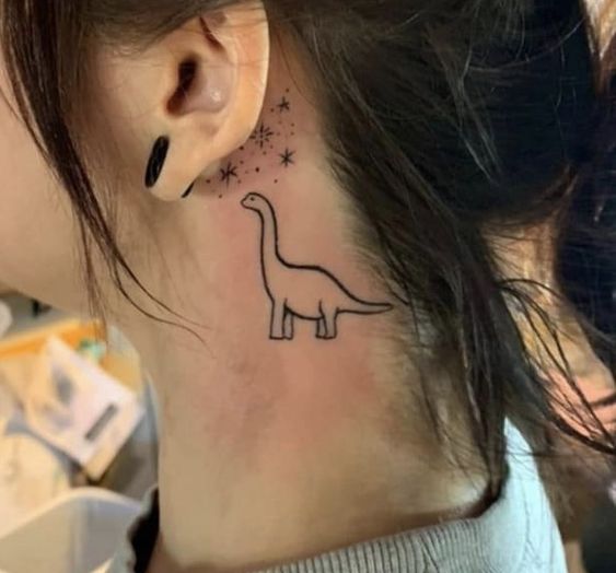 Minimalistic Neck Dinosaur Tattoo Design