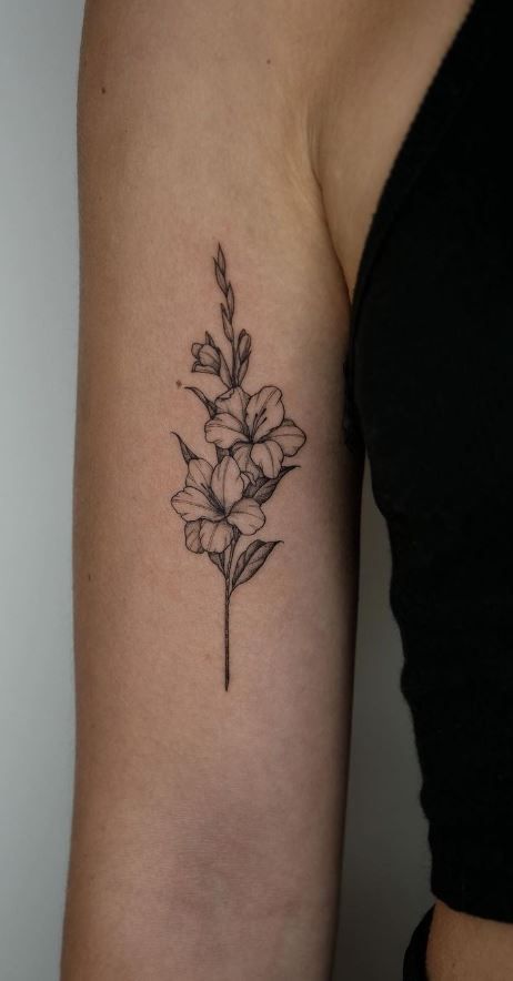 Simple gladiolus tattoo design