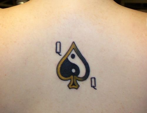 Simple small Q-Spade Tattoo design