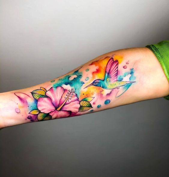 Creative Colorful Forearm Tattoo