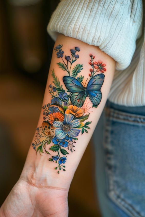 Cute Butterfly Forearm Tattoo