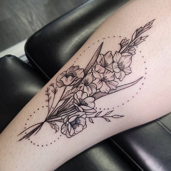 Poppy gladiolus tattoo