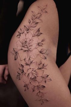 Floral Thigh Tattoo