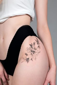 Floral Thigh Tattoo