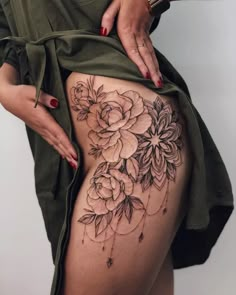 Floral Thigh Tattoo