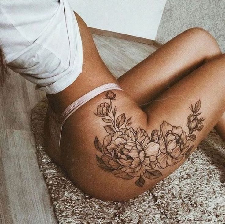 Floral Thigh Tattoo