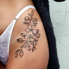 Floral Thigh Tattoo