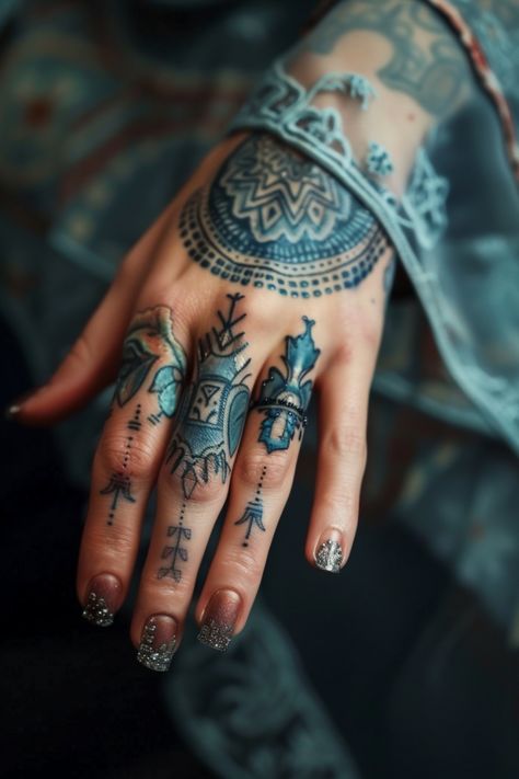 Women's finger tattoo