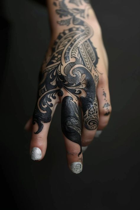 Women's finger tattoo