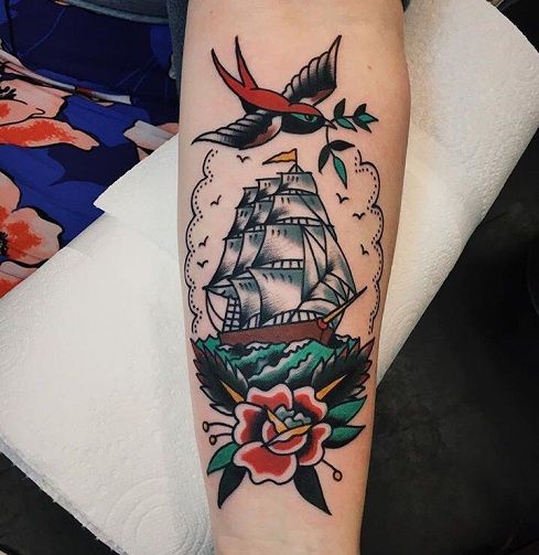 Artistic Ship Tattoo design