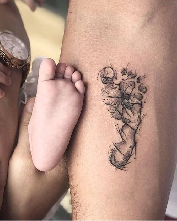 Artistic sketch of Baby foot Baby Tattoo design