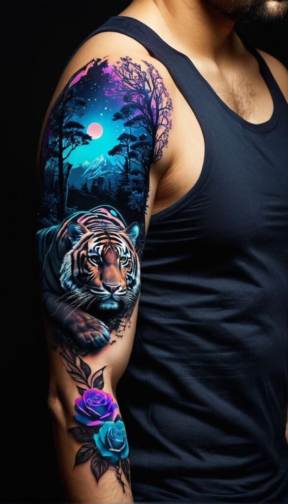 Colorful Tiger Tattoo design