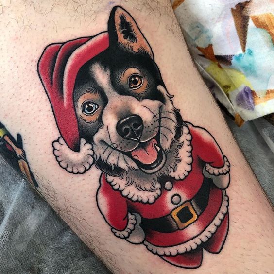 Creative pet tattoo design for Christmas