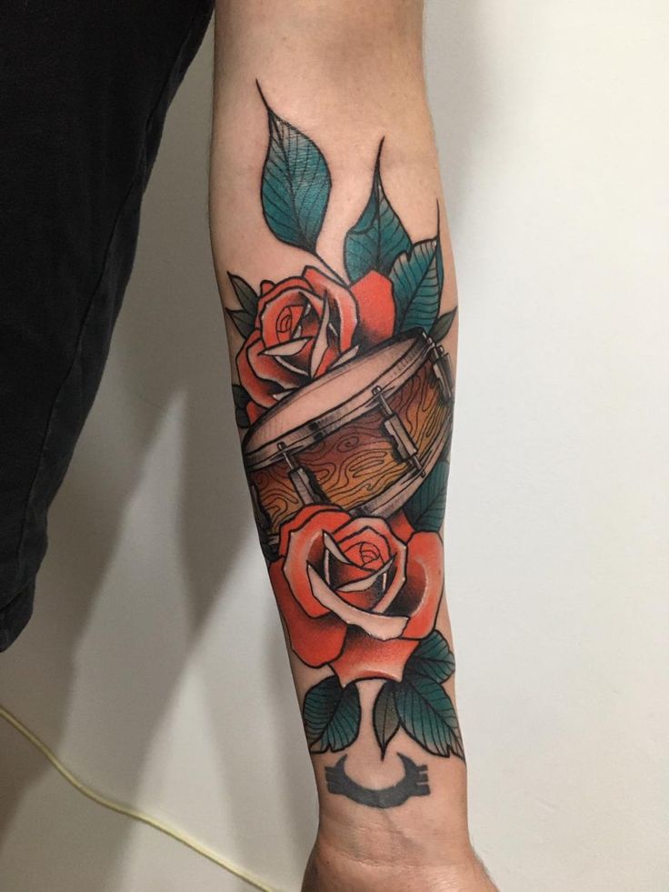 Floral Drummer Tattoo