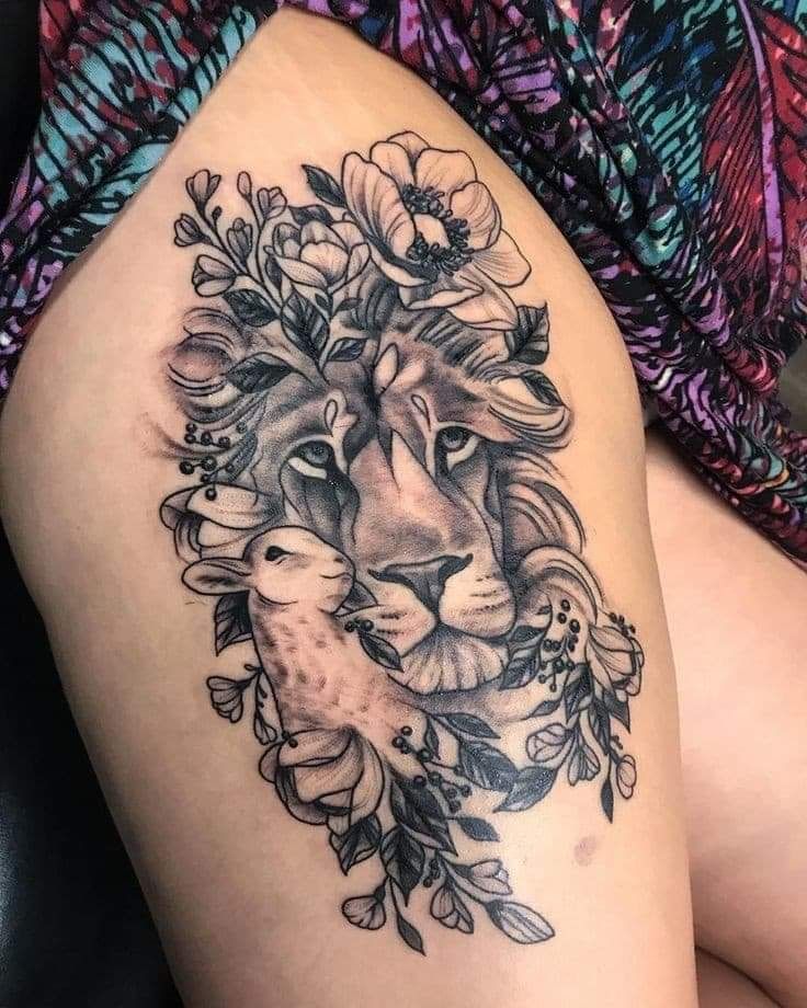 Lovely floral leo tattoo