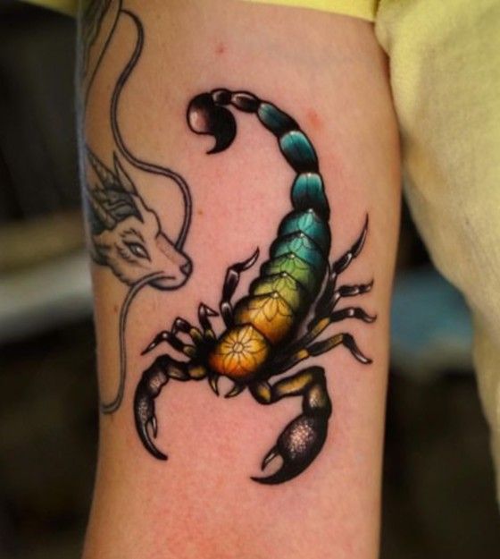 Rainbow Colored Scorpion Tattoo