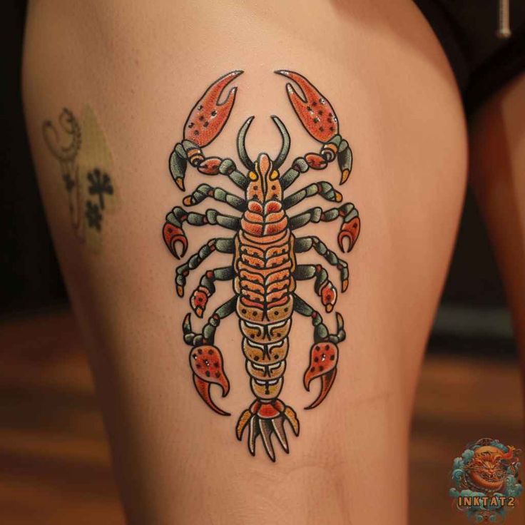 Retro Colored Scorpion Tattoo