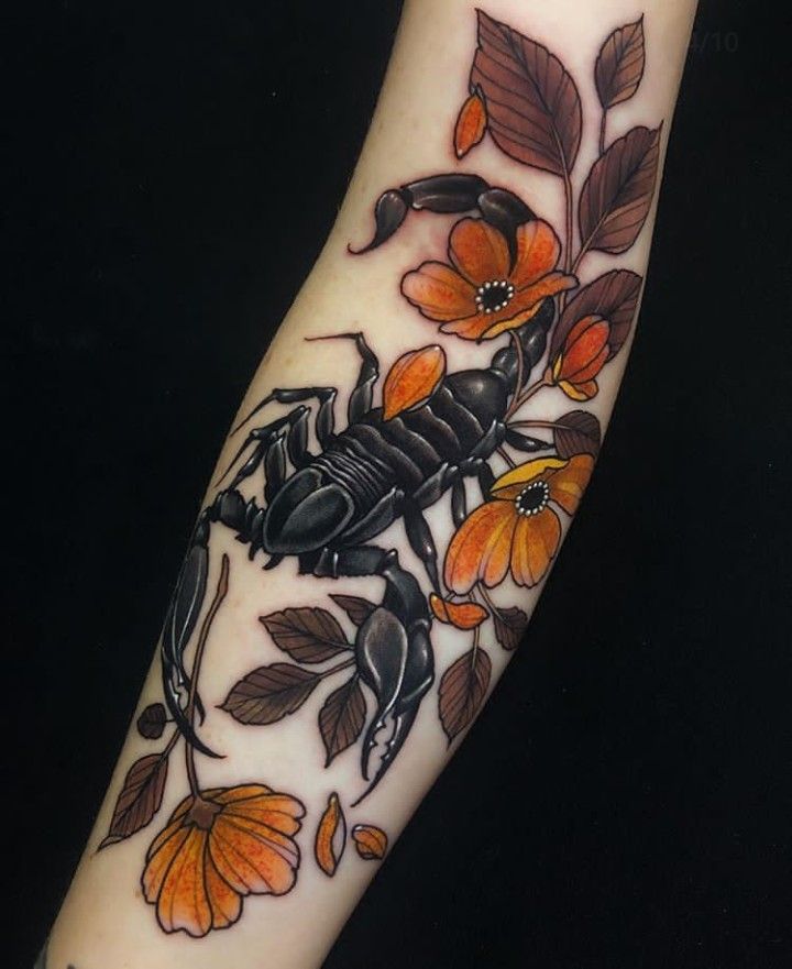 Retro Theme Scorpion Tattoo