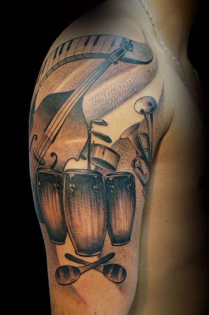 Rustic Drummer Tattoo design