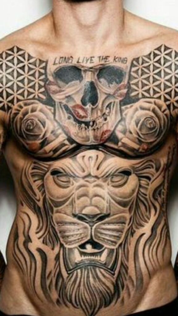 Scary stomach tattoo for men