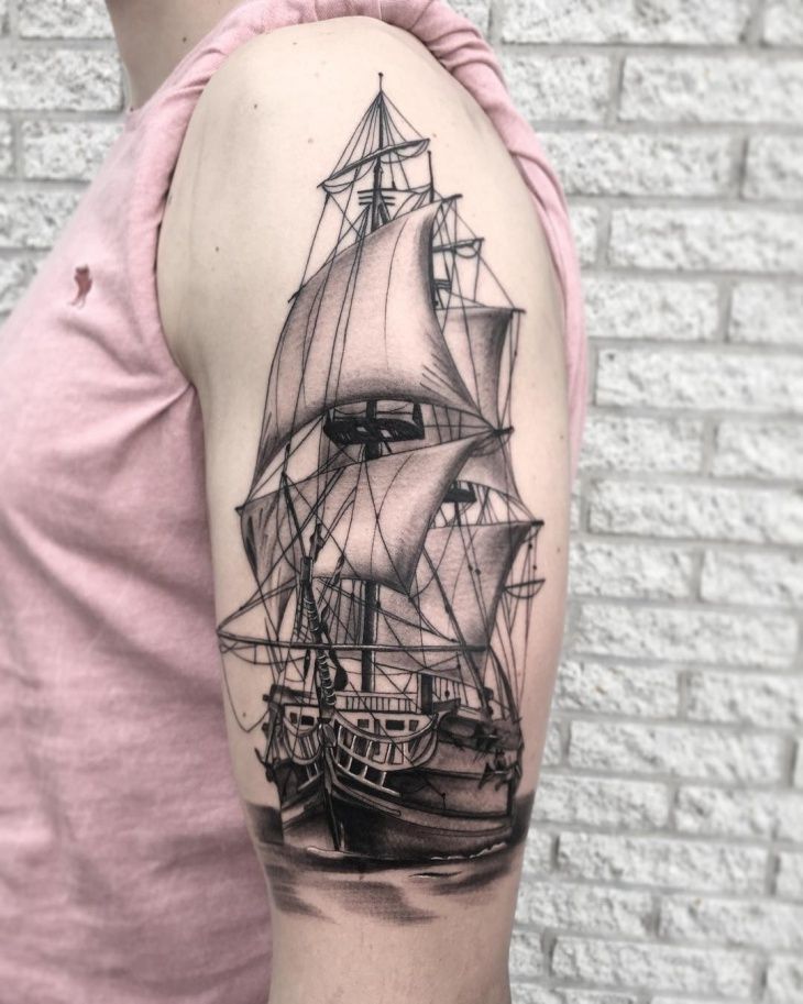 Stunning Ship Tattoo design