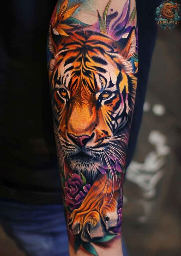 Stunning Tiger tattoo at hand