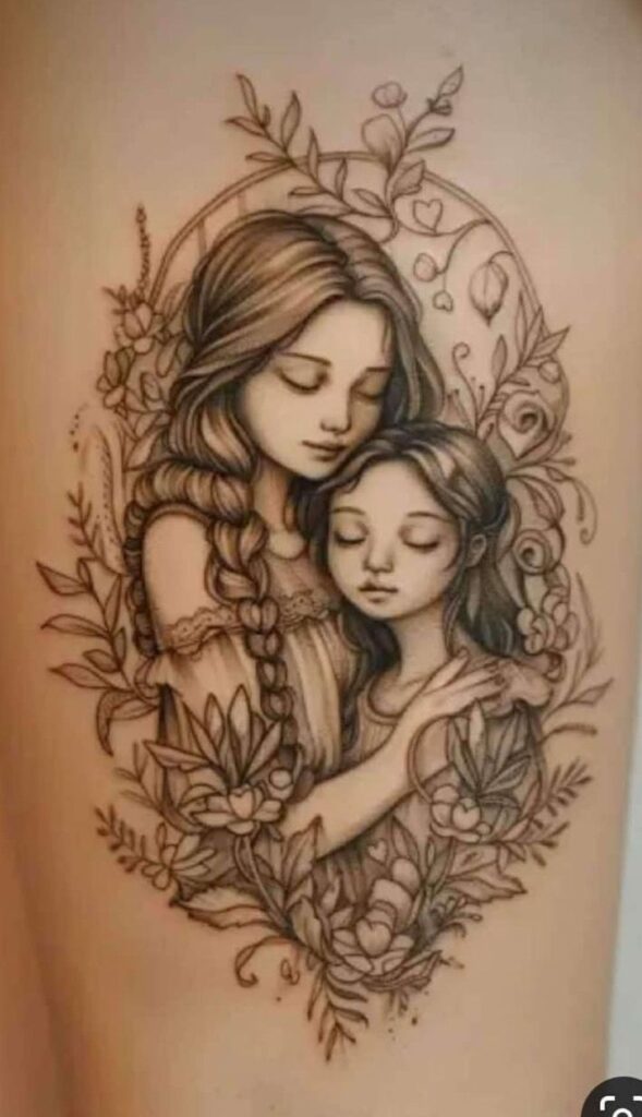 Stunning creative mom daughter love tattoo