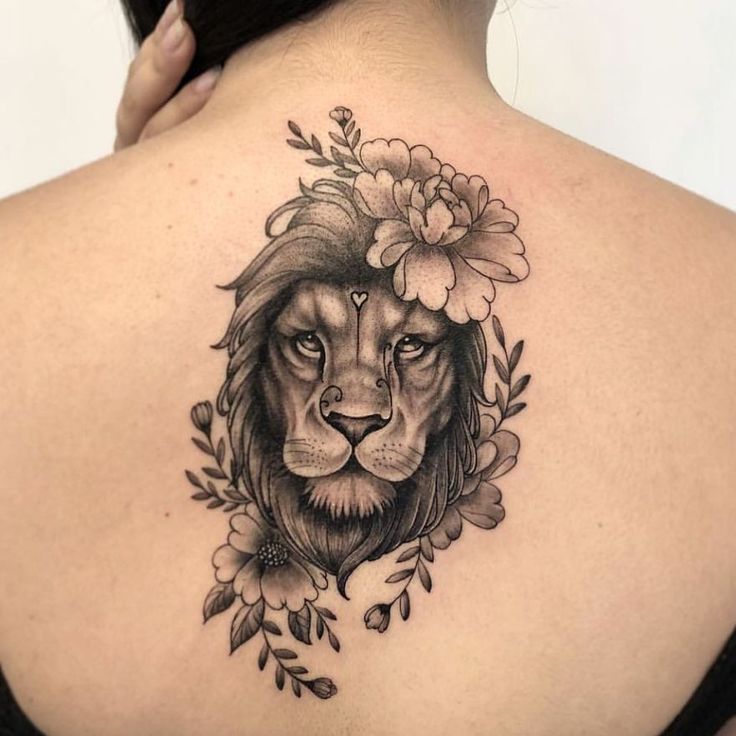 cool leo tattoo for back