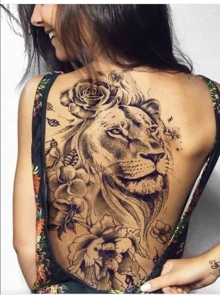 full back leo tattoo for women