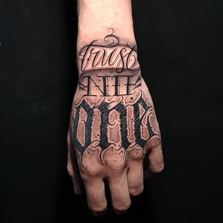 Cool font Tattoo at hand