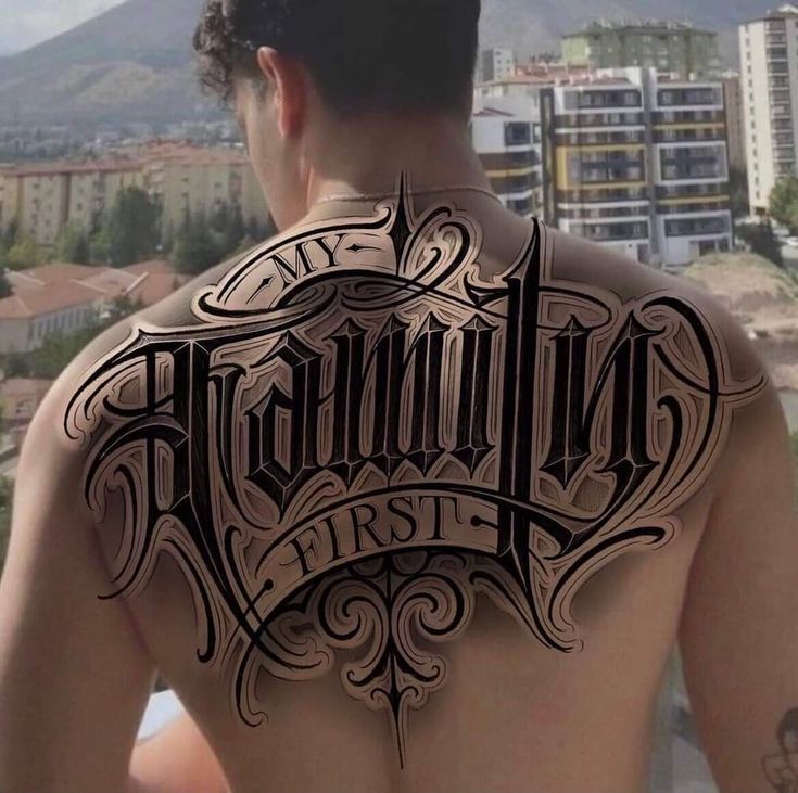 Creative Font Tattoo at back