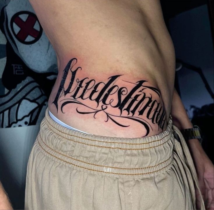 Typography Font Tattoo design at sides